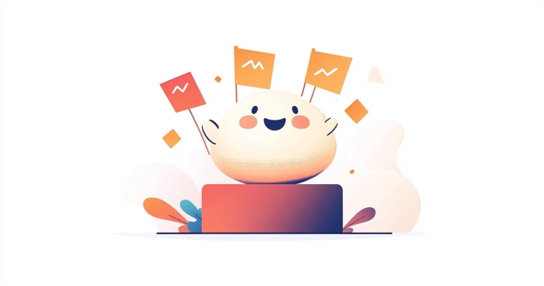 Dumpling on a podium with stock chart flags.